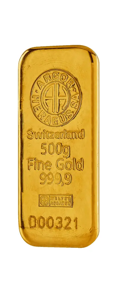 500 克 9999 千足金(瑞士)鑄造金條