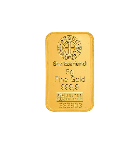 5 克 9999 千足金(瑞士)铸造金条 