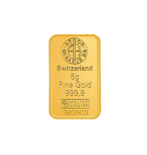 [5g_gold_Heraeus_Swiss_mint] 5 克 9999 千足金(瑞士)鑄造金條