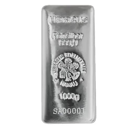 [1kg_silver_Heraeus_HK_cast] 1公斤 - 9999 瑞士銀條 -