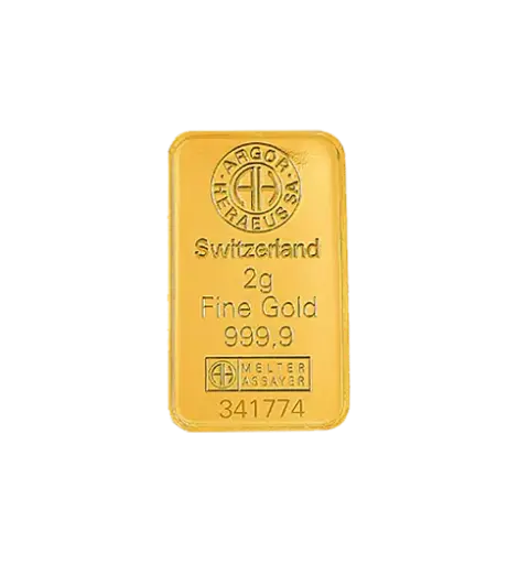 [2g_gold_Heraeus_Swiss_mint_kinebar] 2g 9999 gold - Switzerland - Minted Bar - Kinebar