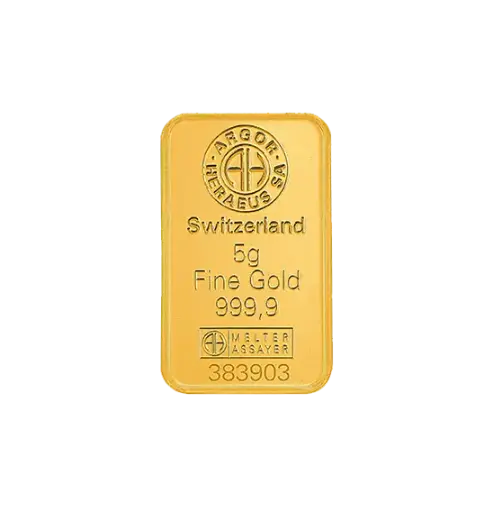 [5g_gold_Heraeus_Swiss_mint_kinebar] 5克 9999 千足金(瑞士)铸造金条 - 幻彩镭射 Kinebar